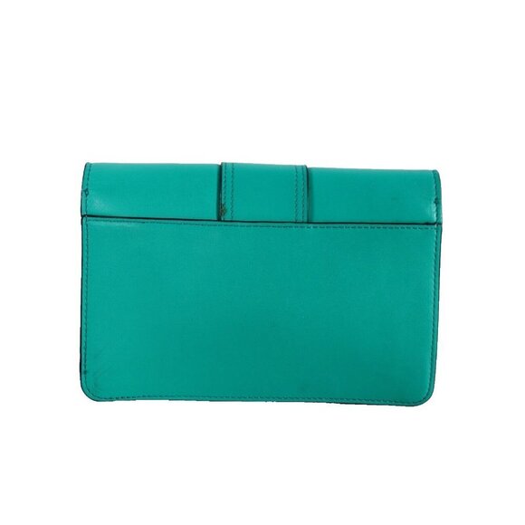 Milly Women's Small Teal Green Crossbody Purse Leather Chain Strap Clutch Bag - Picture 9 of 10